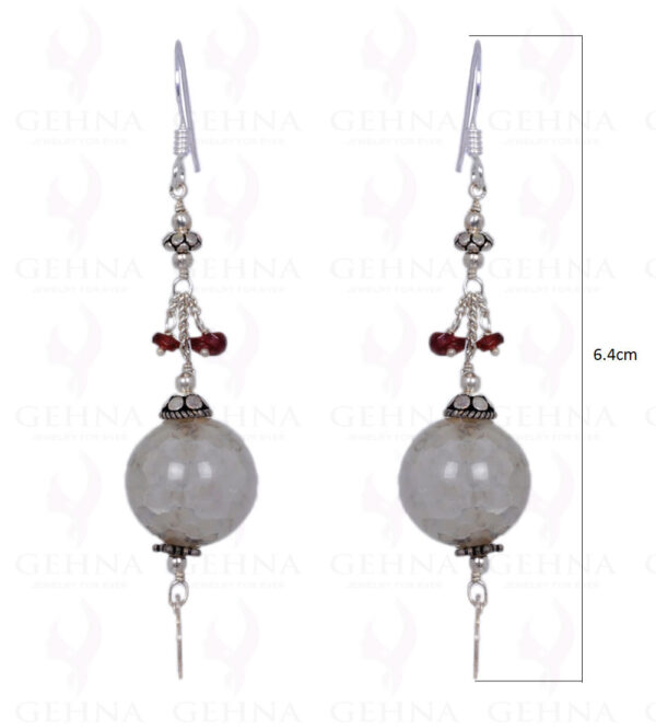 Lemon Topaz & Red Garnet Gemstone Bead Earrings Made In .925 Solid Silver ES-1399