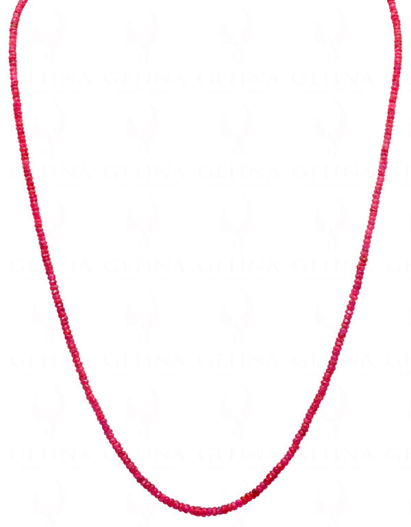 26" Inches Glass Filled Ruby Gemstone Faceted Bead Necklace NP-1400