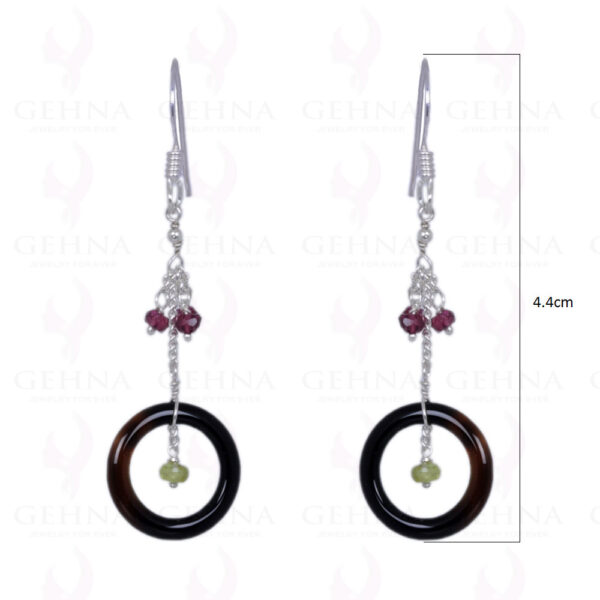 Garnet, Peridot & Tiger Eye Gemstone Earrings In .925 Solid Silver ES-1400