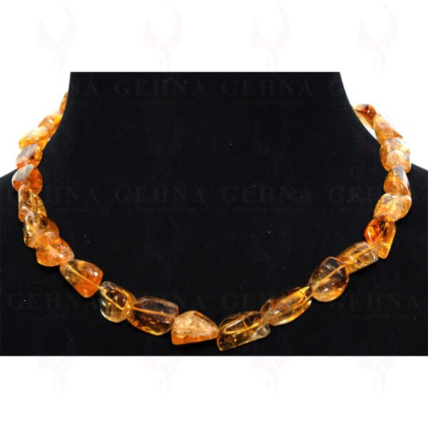 Citrine Gemstone Tumbled Shaped Bead Necklace NS-1401