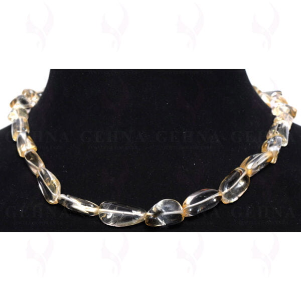 Citrine Gemstone Tumbled Shaped Bead Necklace NS-1402