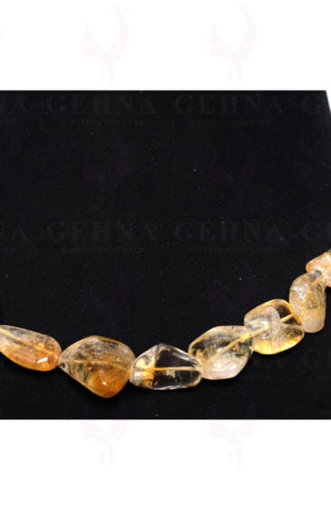 Citrine Gemstone Tumbled Shaped Bead Necklace NS-1403