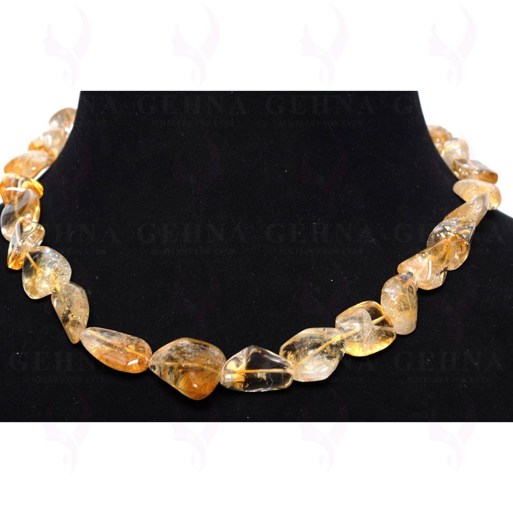 Citrine Gemstone Tumbled Shaped Bead Necklace NS-1403