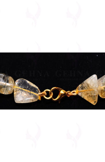 Citrine Gemstone Tumbled Shaped Bead Necklace NS-1403