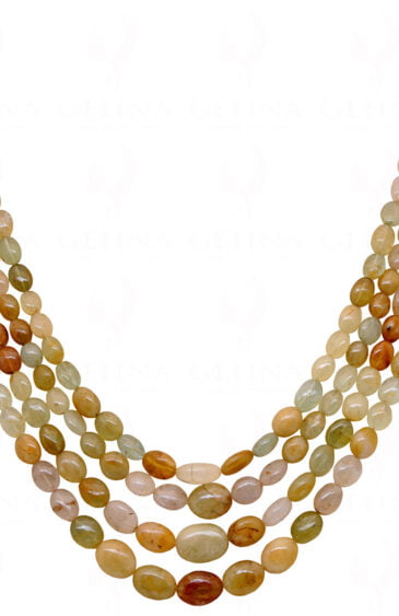 4 Rows of Multicolor Aquamarine Oval Shaped Gemstone Bead Necklace NS-1404
