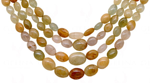 4 Rows of Multicolor Aquamarine Oval Shaped Gemstone Bead Necklace NS-1404