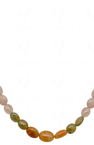 Multicolor Aquamarine Oval Shaped Gemstone Bead Necklace NS-1405
