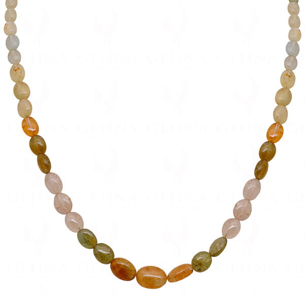 Multicolor Aquamarine Oval Shaped Gemstone Bead Necklace NS-1405