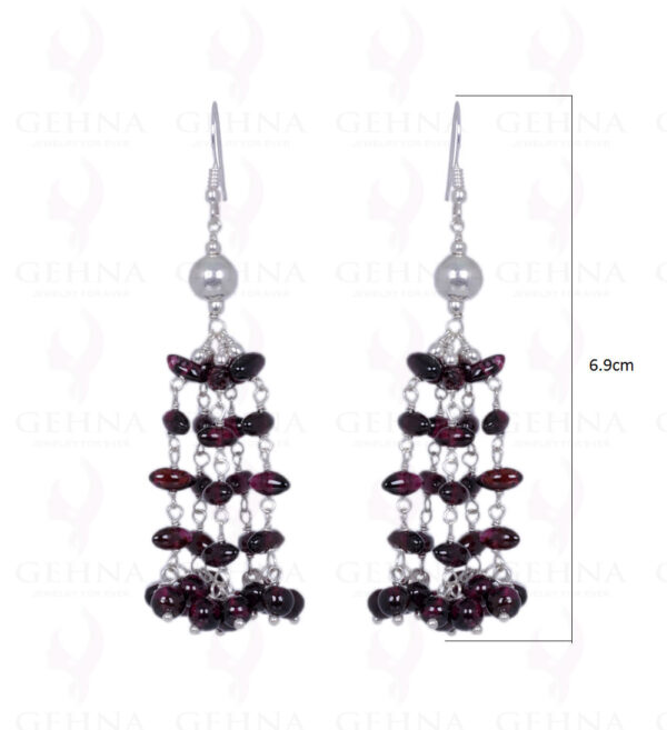 Red Garnet Gemstone Bead Earrings Made In .925 Sterling Silver ES-1405