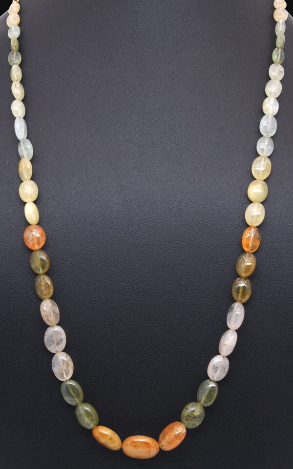 Multicolor Aquamarine Oval Shaped Gemstone Bead Necklace NS-1405