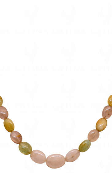 Multicolor Aquamarine Oval Shaped Gemstone Bead Necklace NS-1406