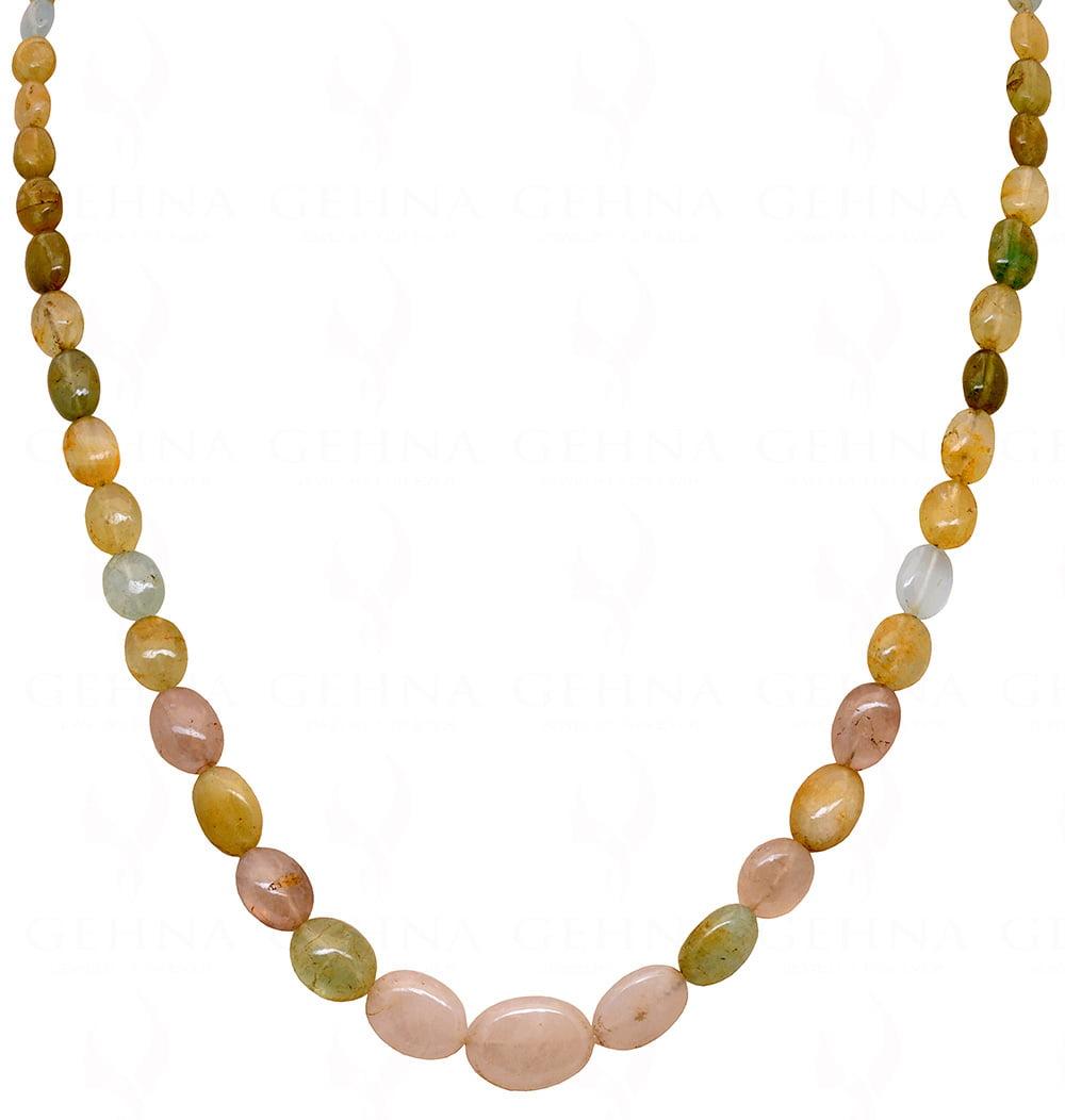 Multicolor Aquamarine Oval Shaped Gemstone Bead Necklace NS-1406