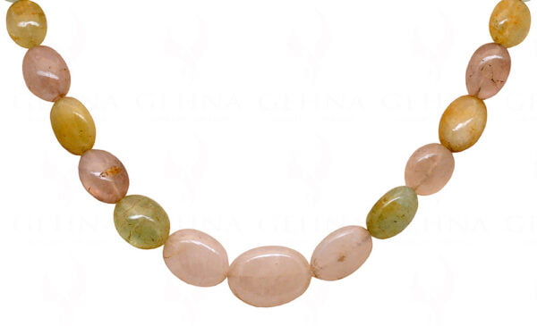 Multicolor Aquamarine Oval Shaped Gemstone Bead Necklace NS-1406