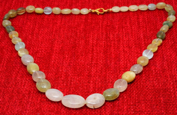 Multicolor Aquamarine Oval Shaped Gemstone Bead Necklace NS-1406