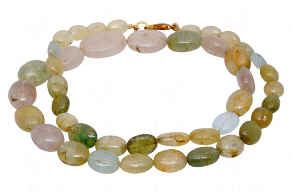 Multicolor Aquamarine Oval Shaped Gemstone Bead Necklace NS-1406