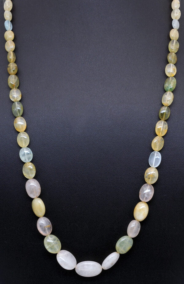 Multicolor Aquamarine Oval Shaped Gemstone Bead Necklace NS-1406