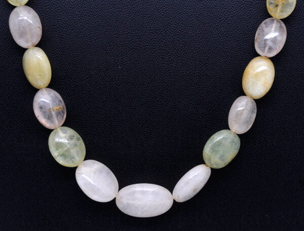 Multicolor Aquamarine Oval Shaped Gemstone Bead Necklace NS-1406