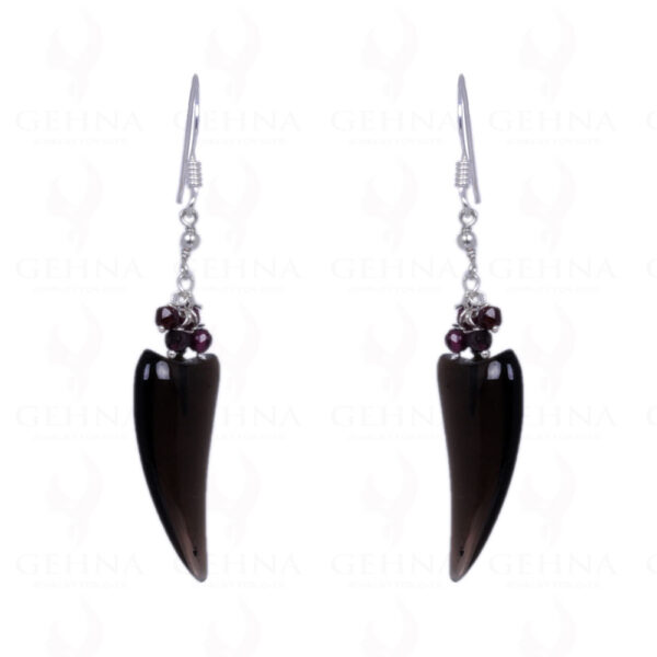 Red Garnet & Smoky Topaz Gemstone Earrings Made In .925 Solid Silver ES-1407