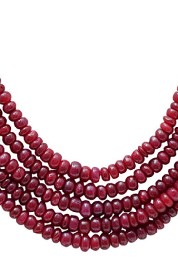 5 Rows Of Ruby Gemstone Beaded Necklace With Silver Element NP-1407