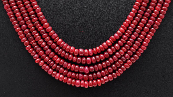 5 Rows Of Ruby Gemstone Beaded Necklace With Silver Element NP-1407