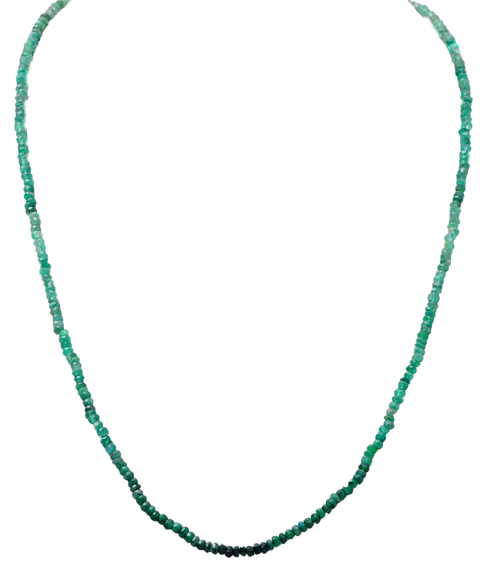 21" Inches Emerald Gemstone Faceted Beaded Necklace NP-1408