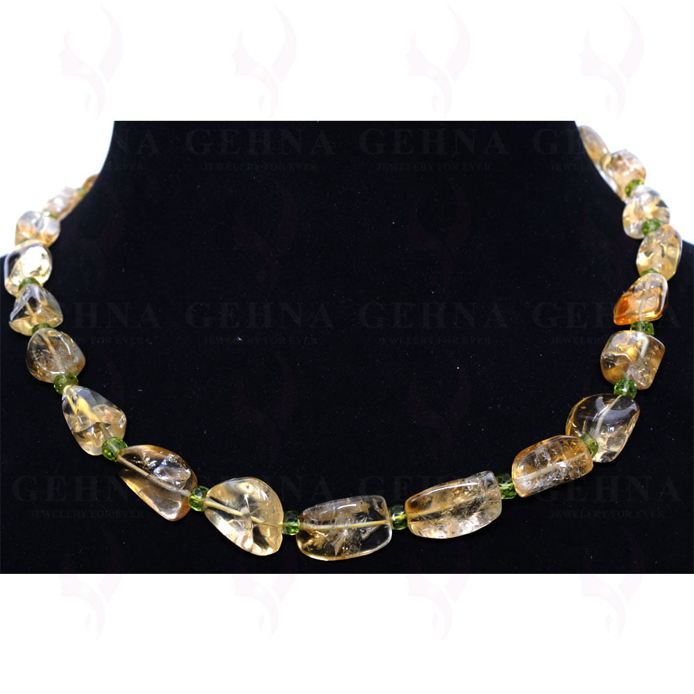 Peridot & Citrine Gemstone Bead Necklace NS-1409