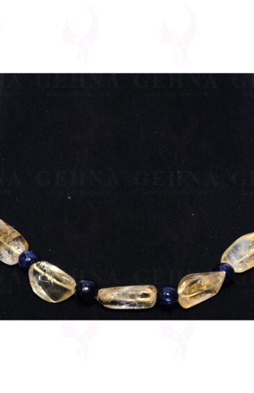 Blue Sapphire & Citrine Gemstone bead Necklace NS-1410