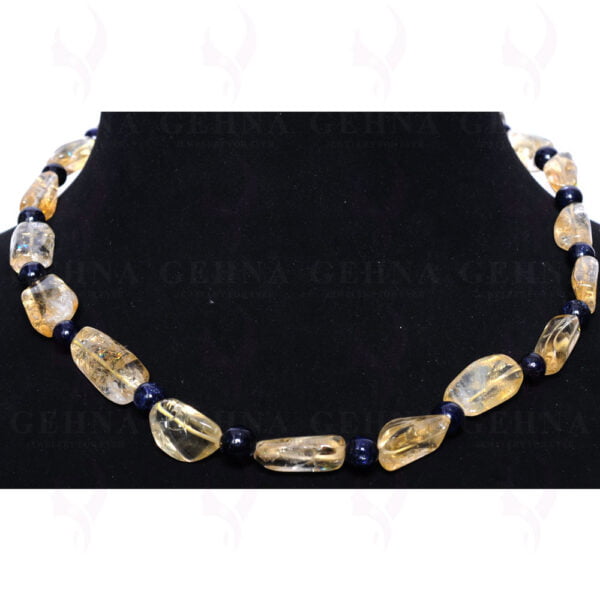 Blue Sapphire & Citrine Gemstone bead Necklace NS-1410