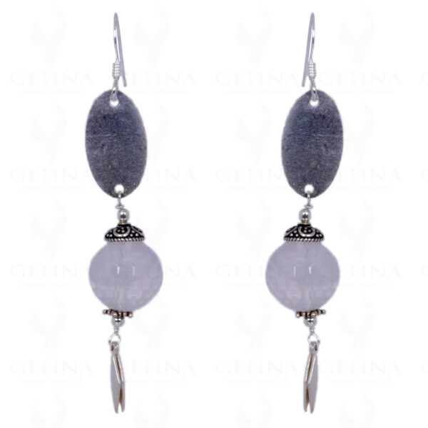 Rose Quartz Gemstone Faceted Bead Earrings Made In .925 Solid Silver ES-1411