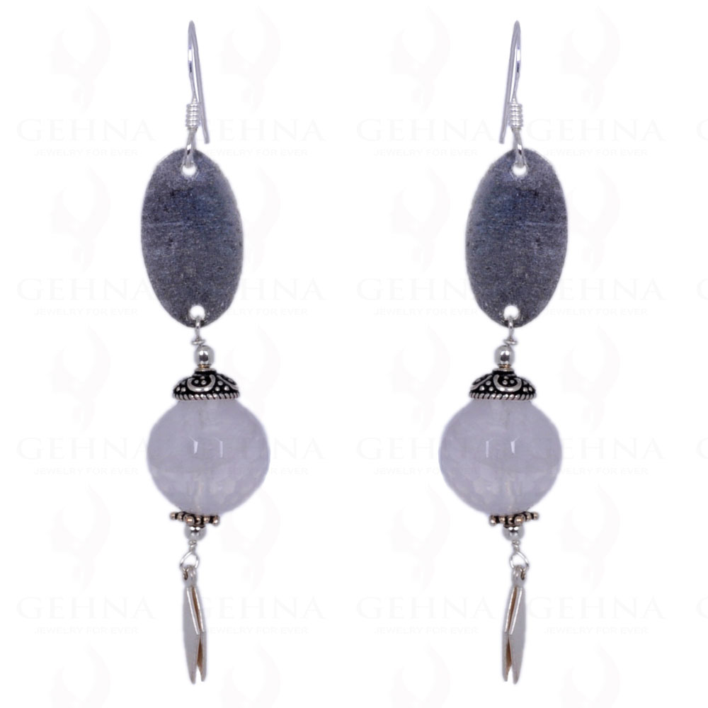 Rose Quartz Gemstone Faceted Bead Earrings Made In .925 Solid Silver ES-1411