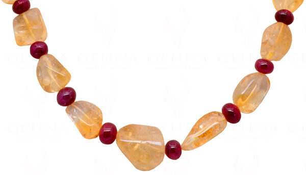 Ruby & Citrine Gemstone Beaded Necklace NS-1411