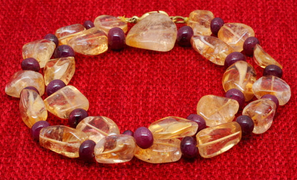 Ruby & Citrine Gemstone Beaded Necklace NS-1411