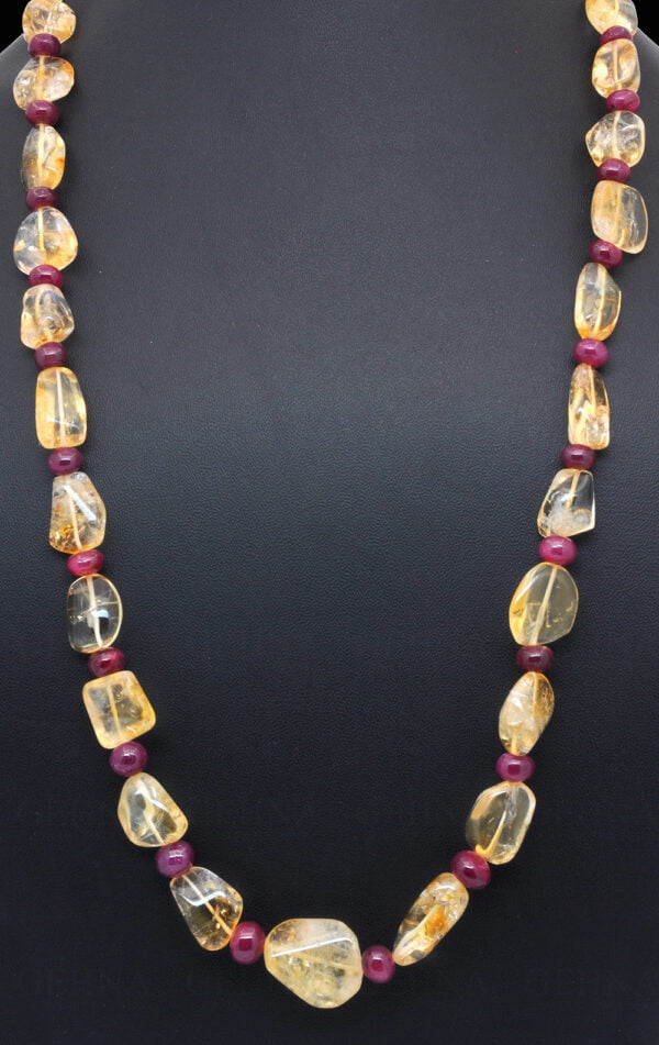 Ruby & Citrine Gemstone Beaded Necklace NS-1411