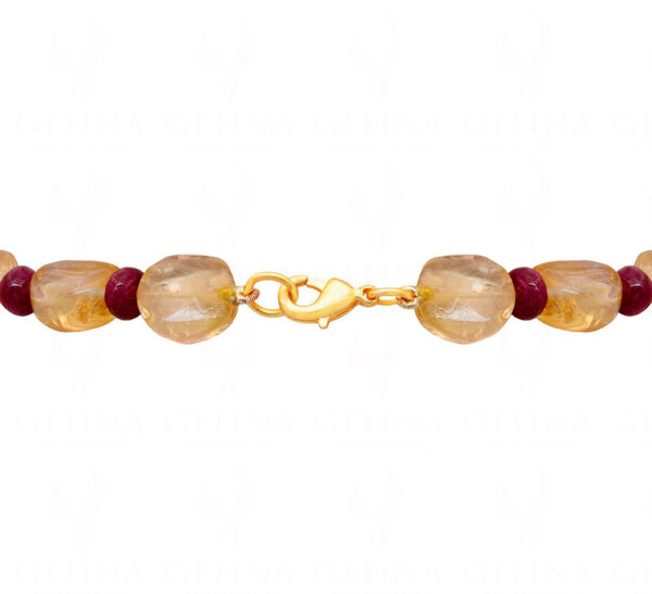 Ruby & Citrine Gemstone Beaded Necklace NS-1411