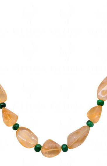 Emerald & Citrine Gemstone Beaded Necklace NS-1412