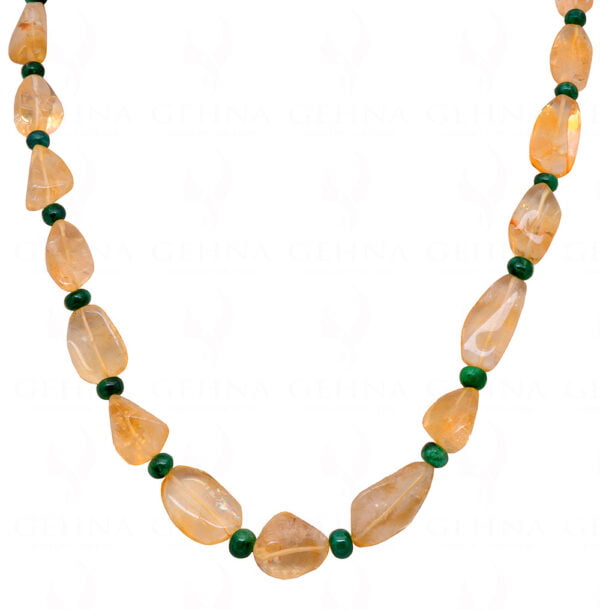 Emerald & Citrine Gemstone Beaded Necklace NS-1412