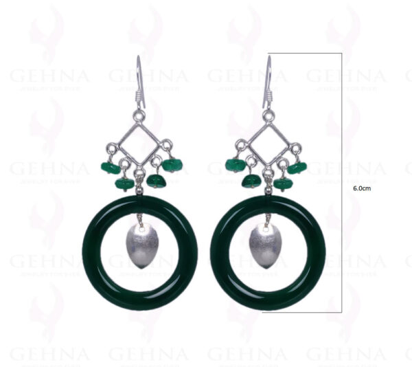 Green Onyx Gemstone Bead Earrings Made In .925 Sterling Silver ES-1412
