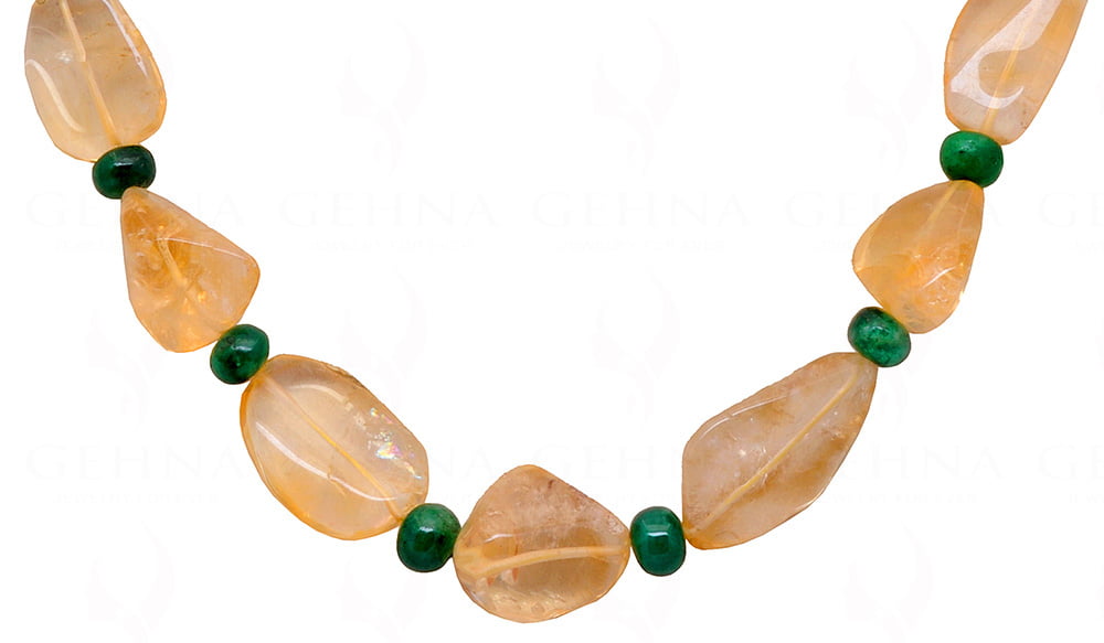 Buy Green Handcrafted Semi Precious Stone Beaded Metal Layered Necklace |  KJ092/KAJL2 | The loom