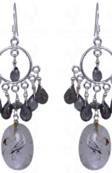 Labradorite & Rutile Quartz Gemstone Earrings Made In .925 Solid Silver ES-1413