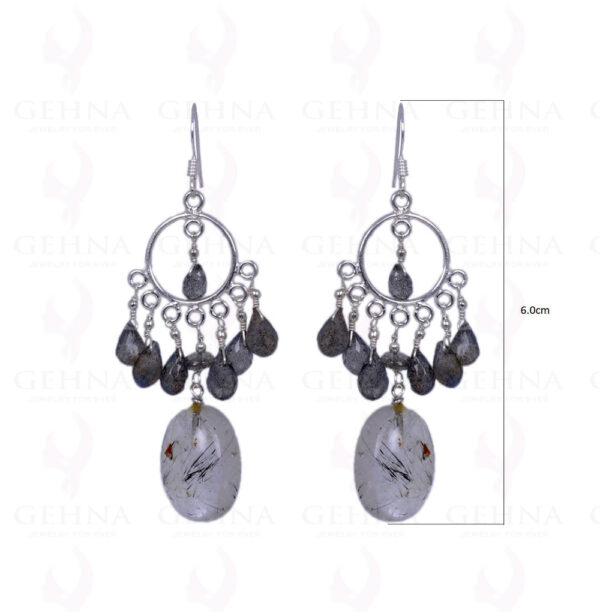 Labradorite & Rutile Quartz Gemstone Earrings Made In .925 Solid Silver ES-1413