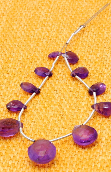11 loose pieces of amethyst gemstone almond Shaped faceted bead NS-1413