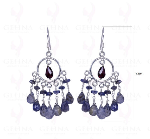 Iolite & Red Garnet Gemstone Earrings Made In .925 Solid Silver ES-1414