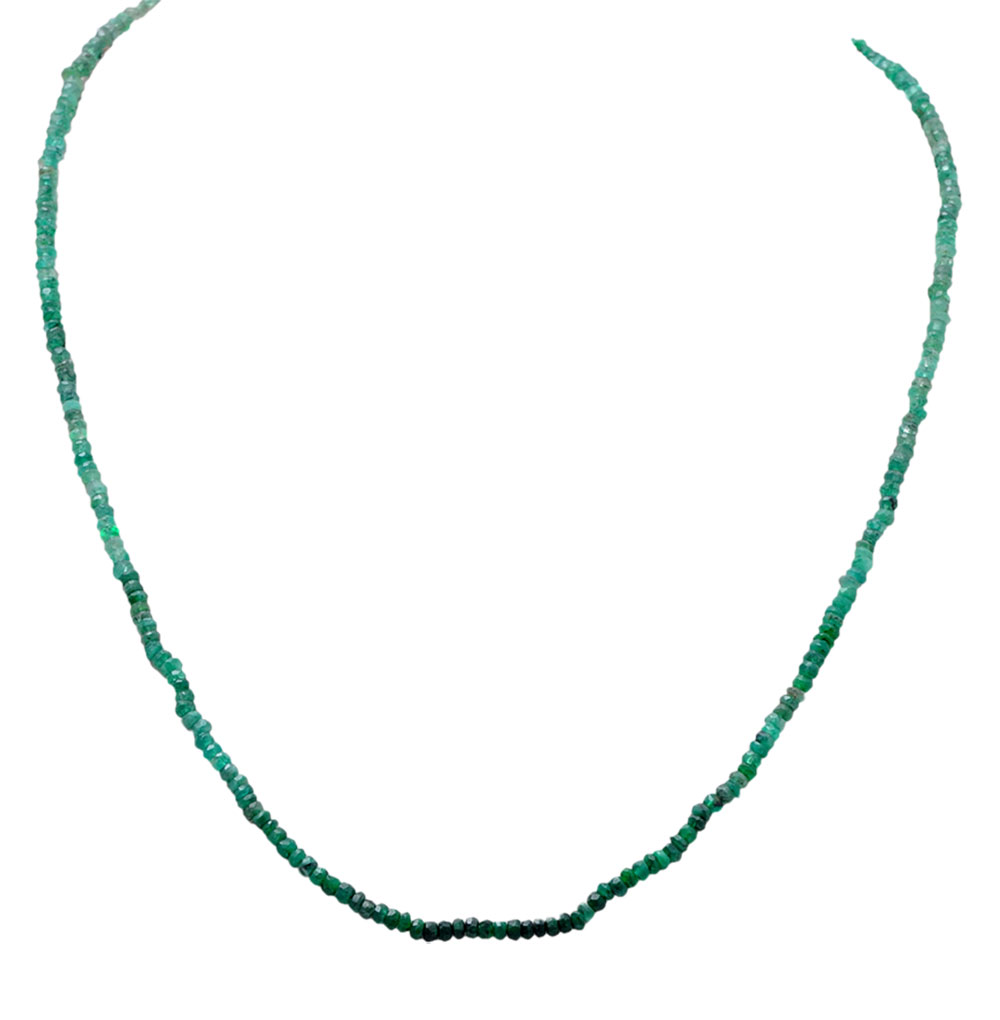 21" Inches Emerald Gemstone Faceted Beaded Necklace NP-1415