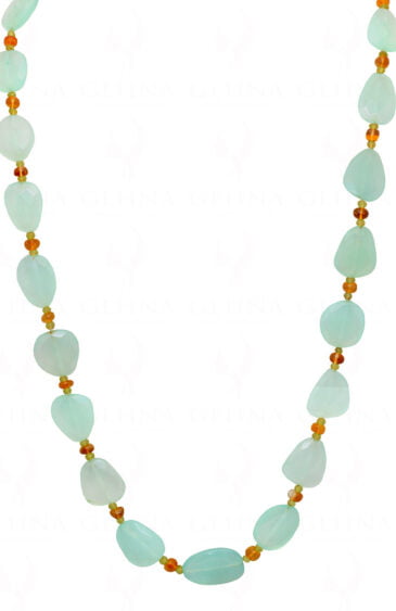 Peridot , Carnelian & Aquamarine Gemstone Bead Necklace NS-1415
