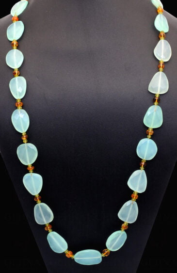 Peridot , Carnelian & Aquamarine Gemstone Bead Necklace NS-1415