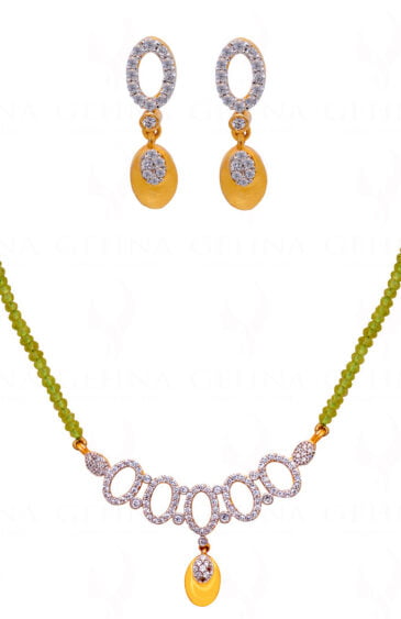 Peridot Gemstone Faceted Bead with Pendant & Earrings NS-1417