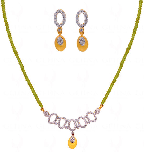 Peridot Gemstone Faceted Bead with Pendant & Earrings NS-1417