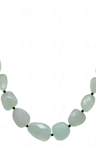 Black Onyx & Aquamarine Gemstone Beaded Necklace NS-1418