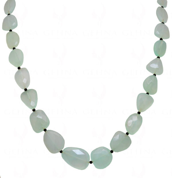 Black Onyx & Aquamarine Gemstone Beaded Necklace NS-1418