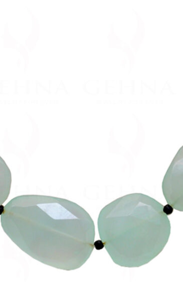 Black Onyx & Aquamarine Gemstone Beaded Necklace NS-1418